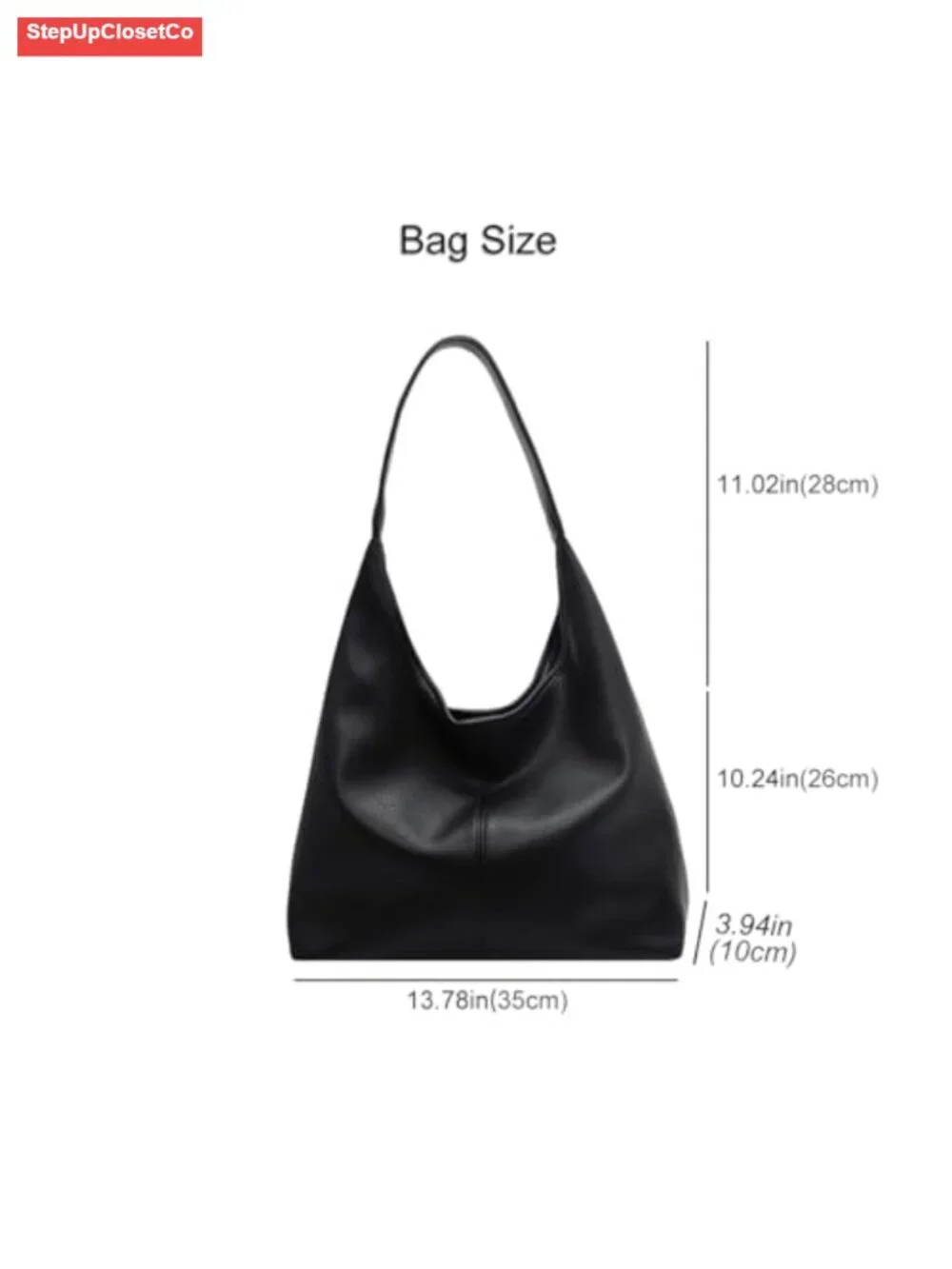 Medium Slouchy Hobo Bag Vegan Leather Shoulder Tote Purse